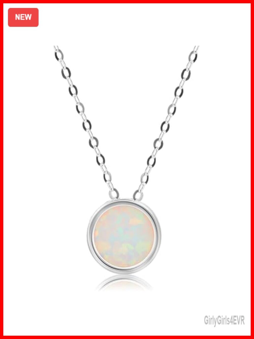 14k Gold Opal Pendant Necklace 7mm Round Bezel 18in Cable Chain